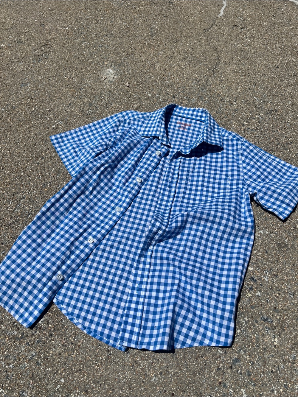 Cat & Jack Blue and White Gingham Button-Up Shirt